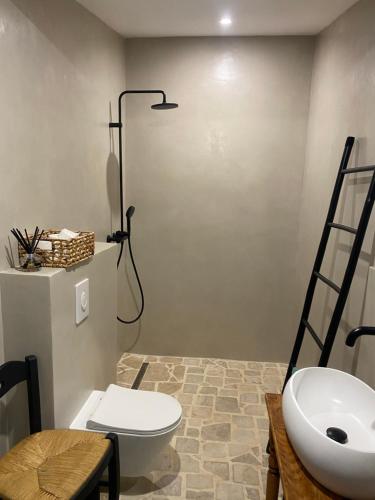 圣拉斐尔Cabanon d’Amata的浴室配有白色卫生间和盥洗盆。