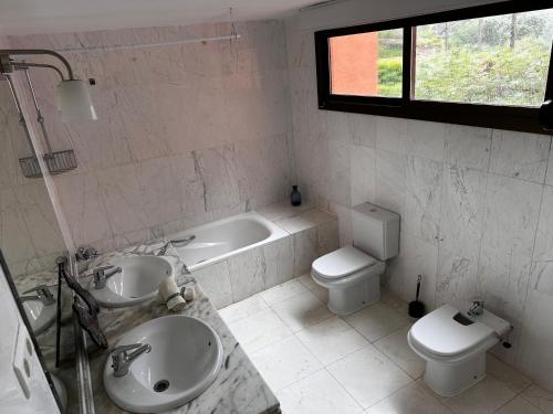 奥亨Casa de La Mairena的一间带水槽、浴缸和卫生间的浴室