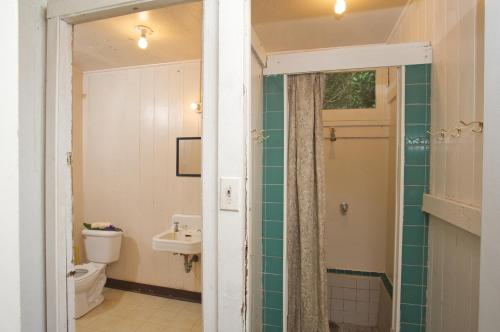 Waimea寇基山林小屋的一间带卫生间和水槽的浴室