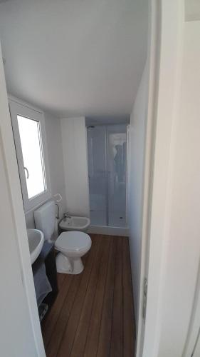利多克拉西Minicasetta sul mare 1的白色的浴室设有卫生间和淋浴。