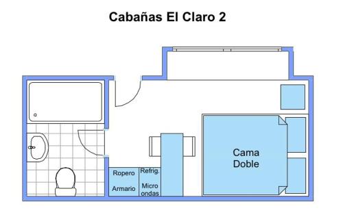 普孔Cabañas Céntricas 2的一间设有浴室的客房的平面图