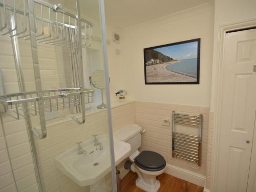 曼海德2 Bed in Minehead 75338的浴室配有卫生间、盥洗盆和淋浴。