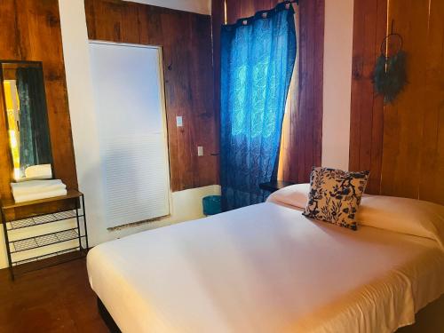 埃斯孔迪多港Blue House的卧室配有白色的床和窗户。