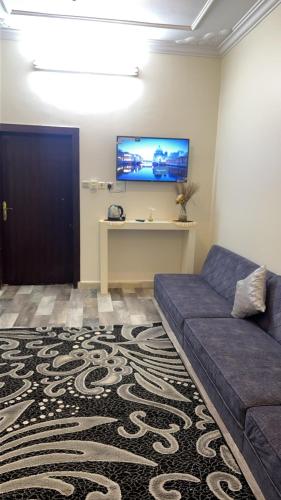 哈伊勒غرفه的客厅配有沙发和墙上的电视