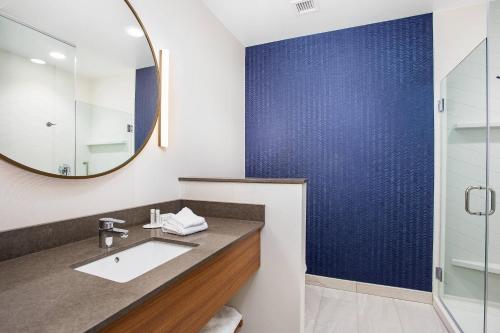 鸽子谷Fairfield Inn & Suites by Marriott Pigeon Forge的一间带水槽和镜子的浴室