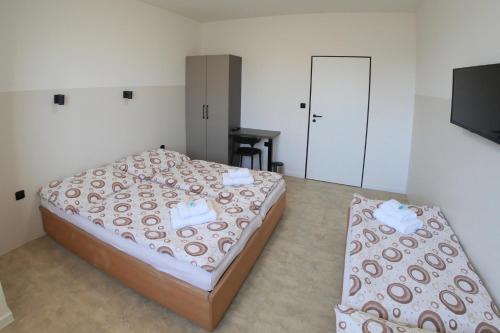 瓦拉什斯凯梅济日奇Penzion Tenis Klub DEZA的一间卧室配有两张床和一台平面电视