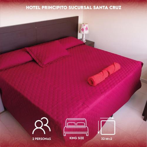 圣克鲁斯PRINCIPITO SANTA CRUZ的粉红色的床和粉红色的被子