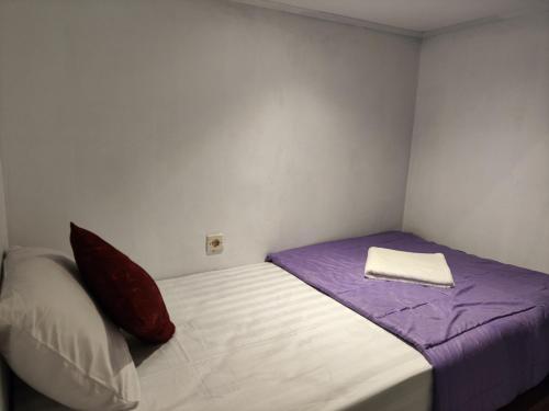 珀尼达岛Ega S Hostel的小房间设有床和枕头