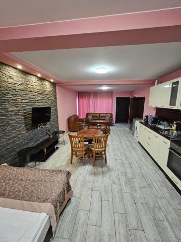大特尔诺沃Апартамент България 41的酒店客房设有厨房和用餐室