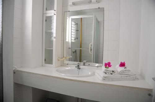 勒穆莱Résidence Tropicale的白色的浴室设有水槽和镜子