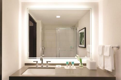 萨凡纳凯悦萨凡纳酒店的一间带水槽和大镜子的浴室