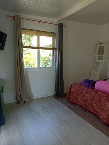 阿德耶Asociación deportiva TAGOROR LOS OLIVITOS的一间卧室设有一张床和一个窗口
