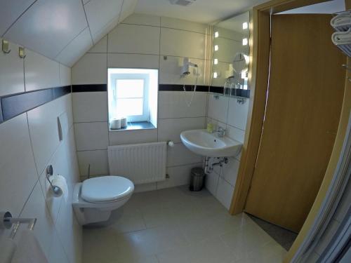 戈斯拉尔凯凯瑟霍夫酒店的一间带卫生间和水槽的浴室
