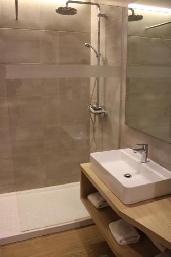贝雅弗朗西斯酒店的一间带水槽和淋浴的浴室
