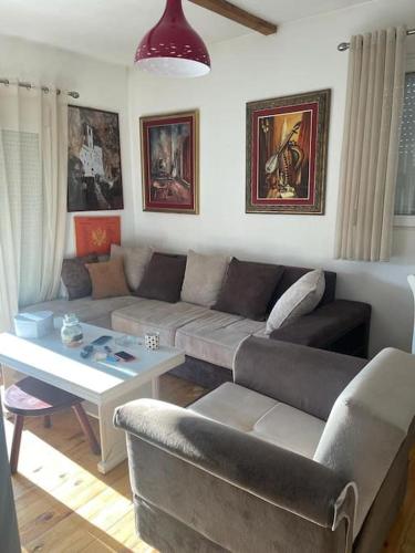 NjegušiKadmi的客厅配有沙发和桌子