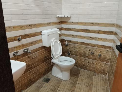 ShinayaHOTEL PARADISE INN的一间带卫生间和水槽的浴室