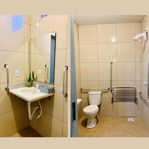 Porto NacionalRota 69 Motel & Pousada的一间带卫生间和水槽的浴室