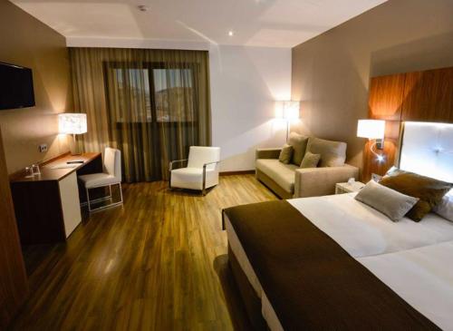 特鲁埃尔波坦尼克斯大酒店的酒店客房设有床和客厅。