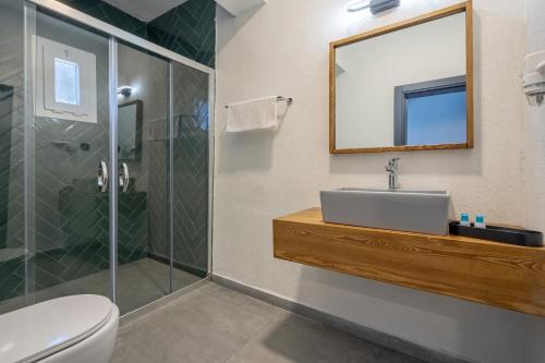 博德鲁姆博德鲁姆中心酒店的一间带水槽和淋浴的浴室