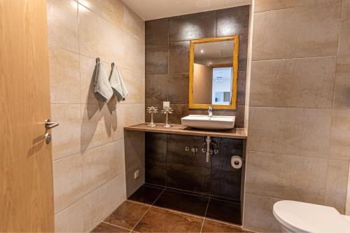 派尔努Aida 7 Apartment的一间带水槽和镜子的浴室
