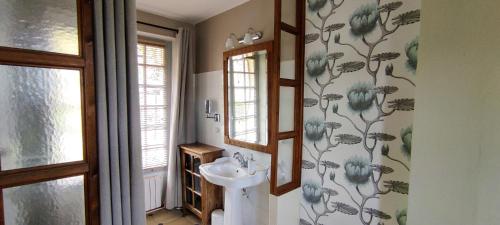 Saint-CybranetLa Source的一间带水槽和镜子的浴室