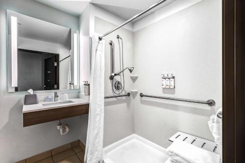 萨利纳萨利纳智选假日酒店的带淋浴和盥洗盆的浴室