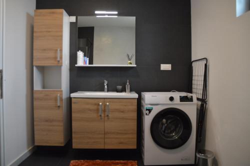 查科韦茨UrbanApartment5的一间带洗衣机和水槽的浴室