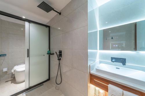凤凰凤凰最佳江景民宿的一间带水槽和卫生间的浴室