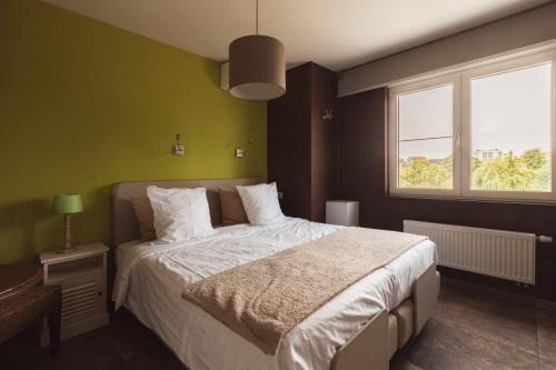 波佩林赫安菲拉宾馆的一间卧室设有一张大床和一个窗户。