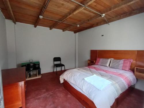 瓦努科OCALA HOUSE 4.0的一间卧室配有一张床和一把椅子