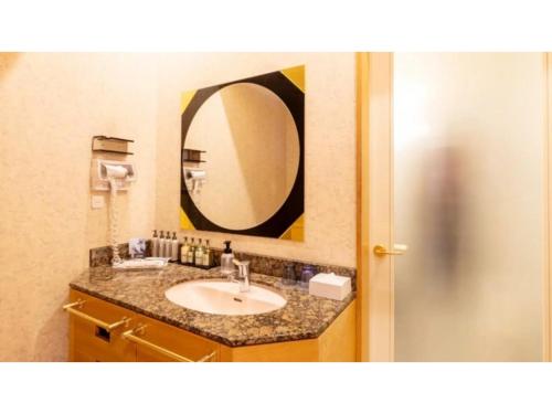 雫石町SHIZUKUISHI RESORT HOTEL - Vacation STAY 29562v的一间带水槽和镜子的浴室