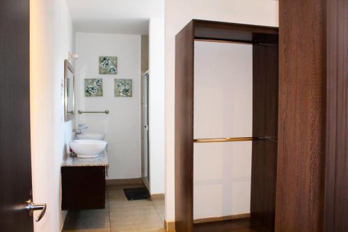 圣萨尔瓦多The Luxury Apartment的一间带卫生间和水槽的浴室
