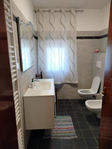 莱维科特尔梅Appartamento al Lago的一间带水槽和卫生间的浴室