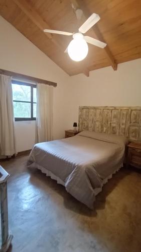 巴克罗斯Allegra casas de campo的一间卧室配有一张床和吊扇