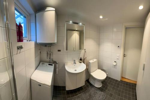 瓦克斯霍尔姆Kojan的白色的浴室设有水槽和卫生间。