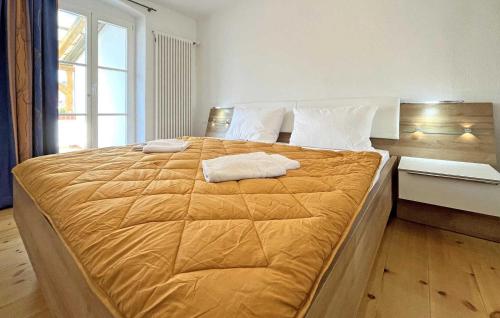ReetzowLovely Home In Reetzow-usedom With Wifi的一间卧室配有一张大床和两条毛巾