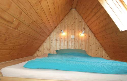 NeuhausNice Apartment In Dierhagen ostseebad With Wifi的木天花板的客房内的一张床位