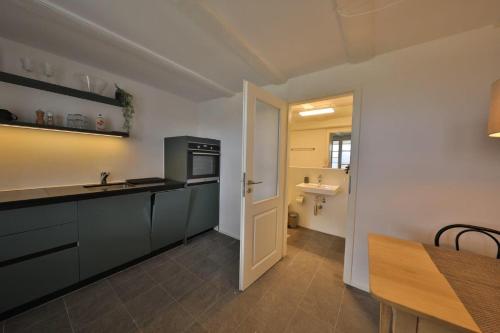 贝尔普Union Apartments Bern-Belp的厨房配有水槽和炉灶 顶部烤箱