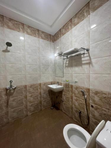 阿格拉Hotel AS Royal的一间带卫生间和水槽的浴室