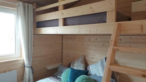 维塞乌卡Domus Mare Tiny House 1的一间卧室配有带梯子的双层床