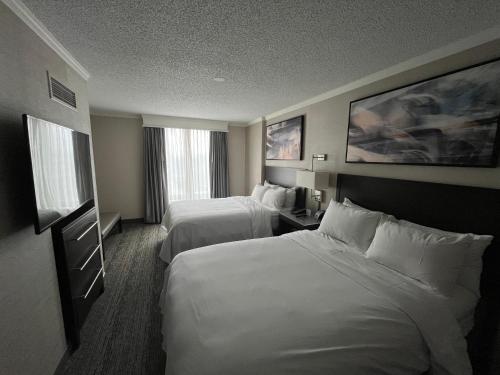 罗斯芒特芝加哥奥黑尔万豪套房酒店的酒店客房带两张床和两个窗户