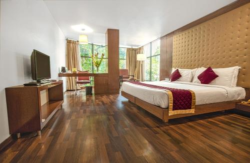 班加罗尔鲁克斯君主酒店 - 因凡特里路的一间卧室配有一张床和一台平面电视