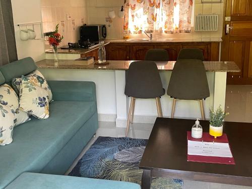 Pointe LarueMARL自助式酒店的带沙发的客厅和厨房