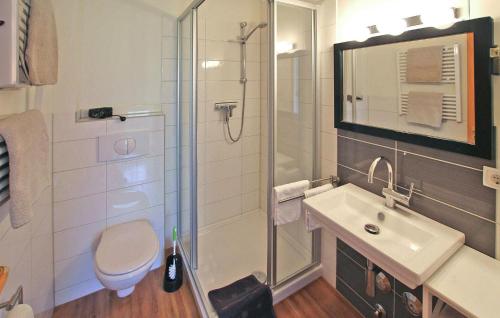 克林克1 Bedroom Gorgeous Apartment In Klink的带淋浴、卫生间和盥洗盆的浴室