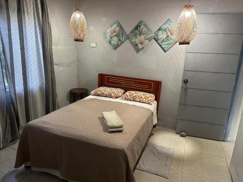 伊基托斯Otorongo Guest House的一间卧室配有一张带两个枕头的床