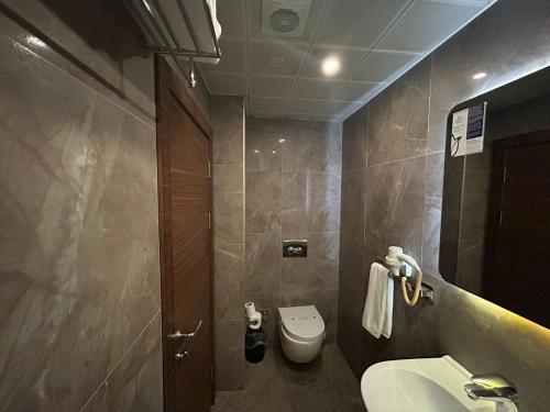 安卡拉Turk Inn 2017 Otel的一间带卫生间和水槽的浴室
