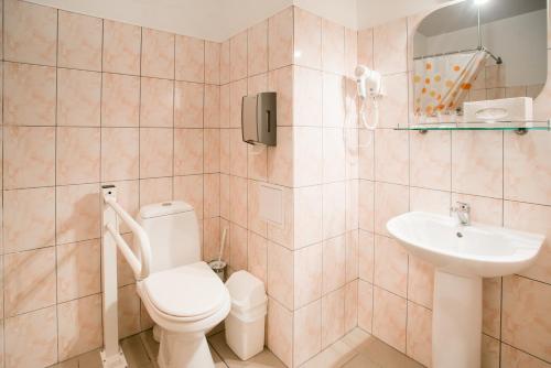 陶格夫匹尔斯Dinaburg SPA Hotel的一间带卫生间和水槽的浴室