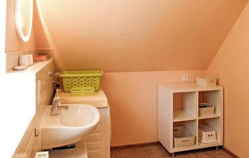 Neuhaus1 Bedroom Lovely Apartment In Dierhagen ostseebad的一间带水槽和水槽的小浴室