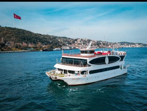 伊斯坦布尔Majesty Bosphorus的悬挂红旗的游轮