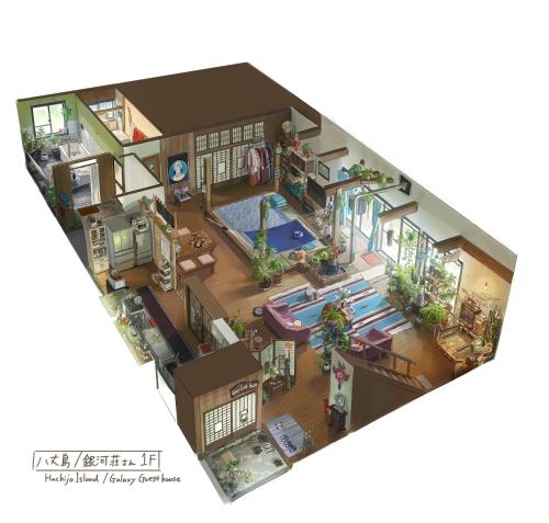 八丈町銀河荘-Galaxy Guesthouse 12歳以下不可的一座带游泳池的房子的插图